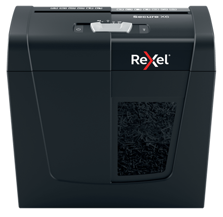 Rexel Secure X6 Aktenvernichter mit Partikelschnitt P-4, 4 x 40 mm, bis 6 Blatt, schwarz