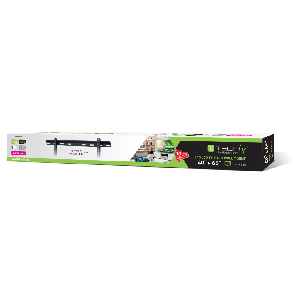 Techly Wandhalterung Ultra Slim für LCD/LED TV 40-65 schwar
