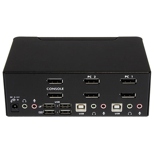 STARTECH.COM DisplayPort KVM Switch - 2 Port - Dual-Display - 4k 60hz - USB Hub - Audio and Microphone