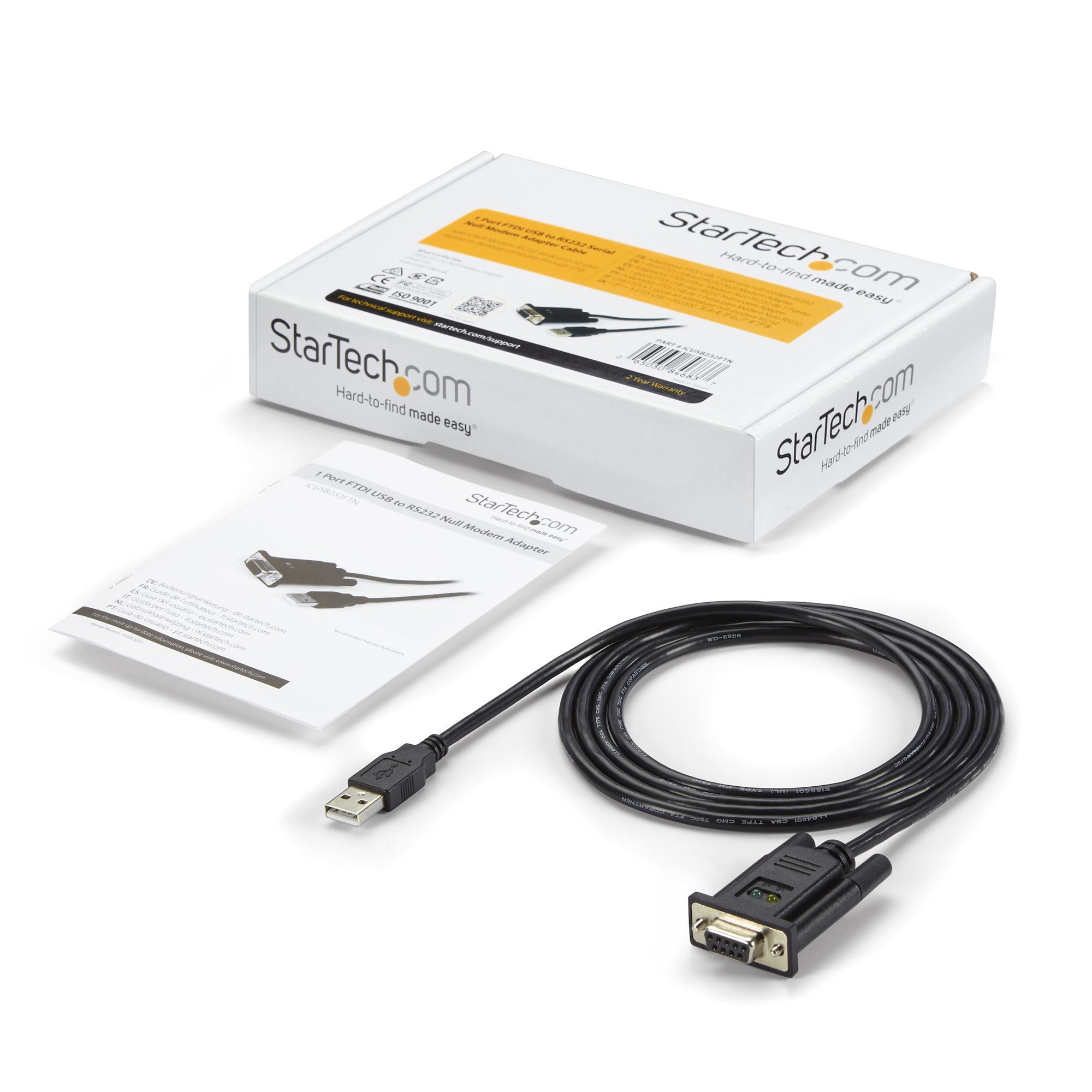 STARTECH.COM 1 Port USB to Null Modem RS232 DB9 Serial DCE Adapter Cable with FTDI