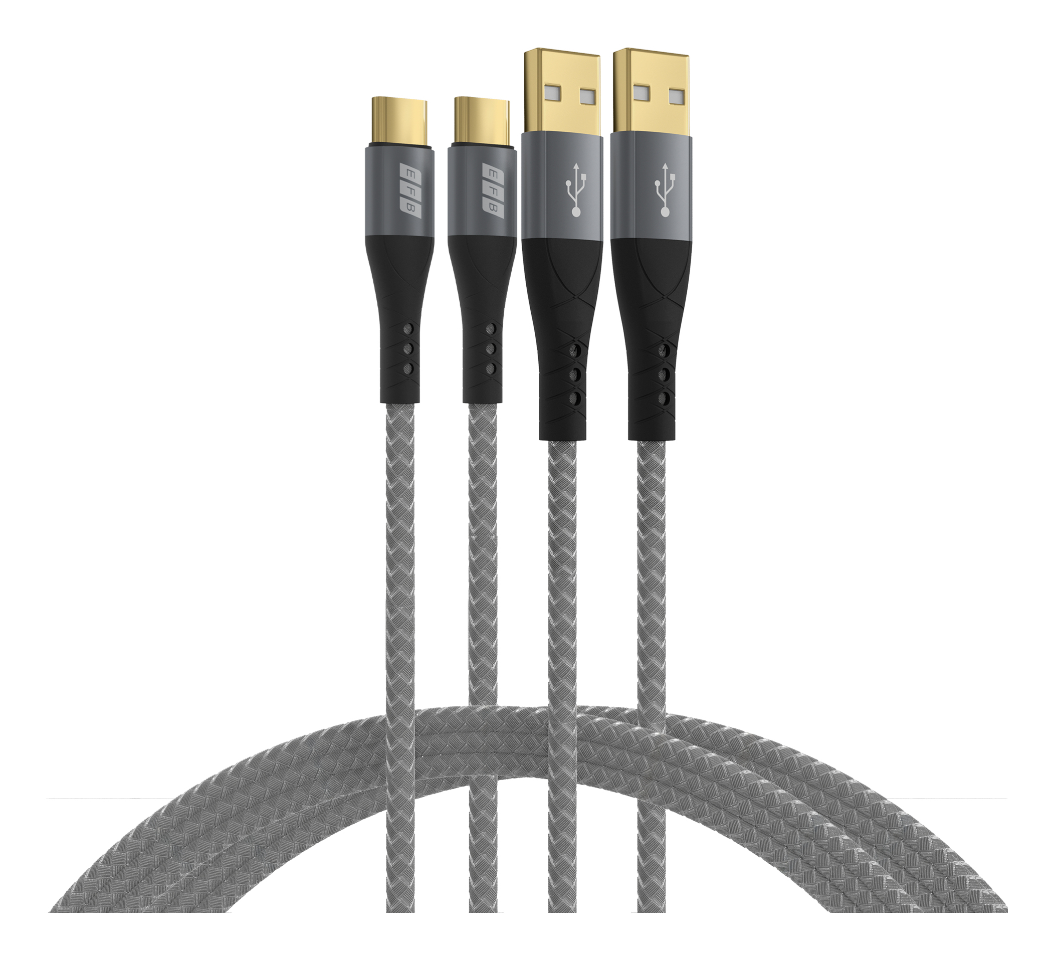 EFB USB-A auf USB-C Kabelset 60W QC 3A 2x3m grau