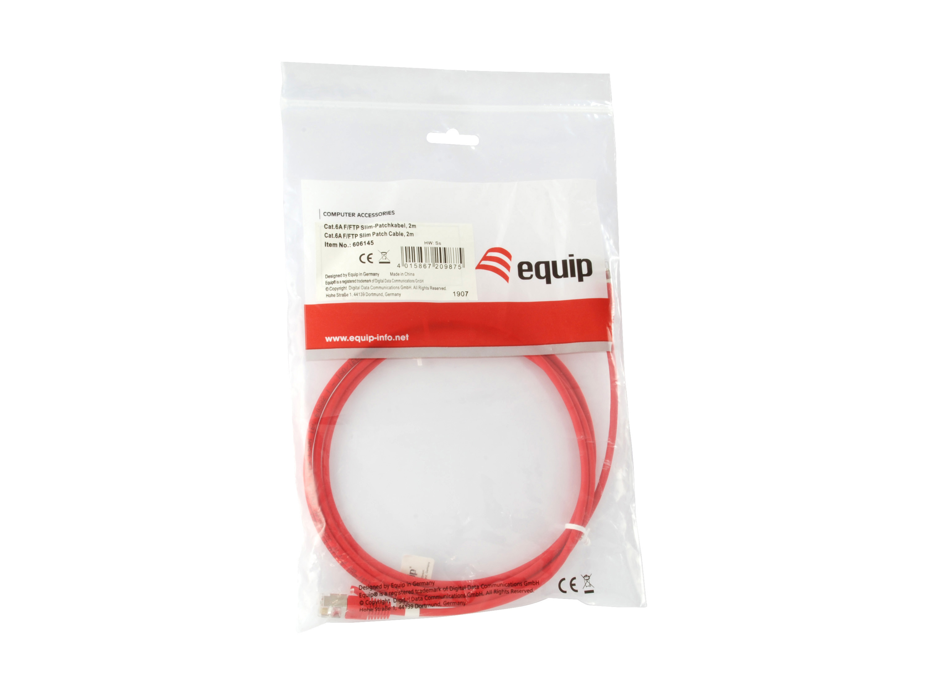 Equip Patchkabel Cat6A SlimFlex F/FTP 2.00m rot LSZH 2xRJ45 Polybeutel