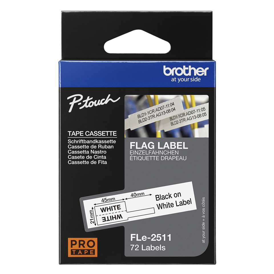 brother Einzeletiketten-Schriftband FLe Fle-2511 FLE2511, 45 x 21 mm, schwarz auf weiß, 1 St.