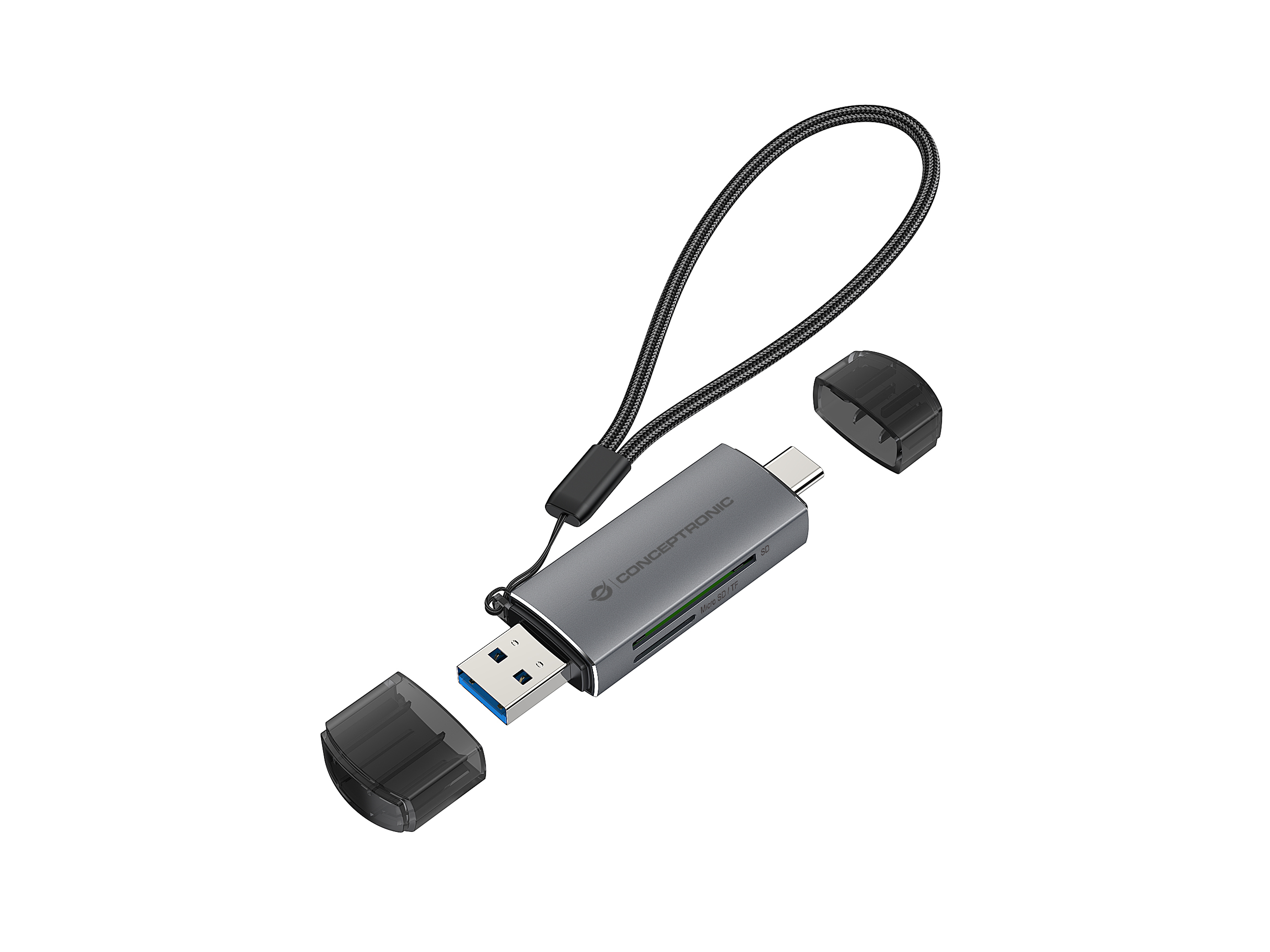 CONCEPTRONIC Kartenleser USB-A/-C3.2->TF/Micro-SD3.0 schwarz