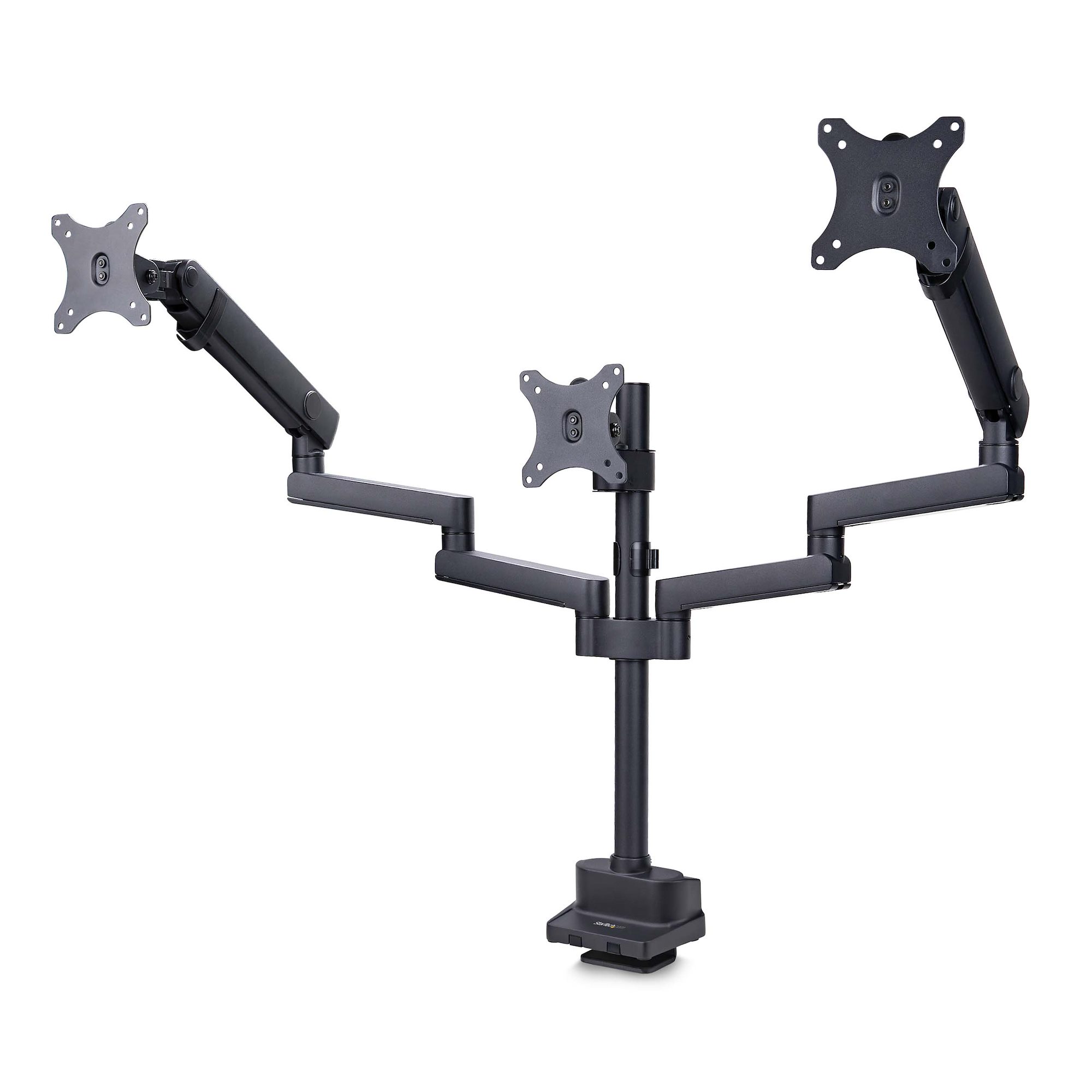 TRIPLE MONITOR DESK MOUNT TO 27INCH SCREENS SPRING ARMS