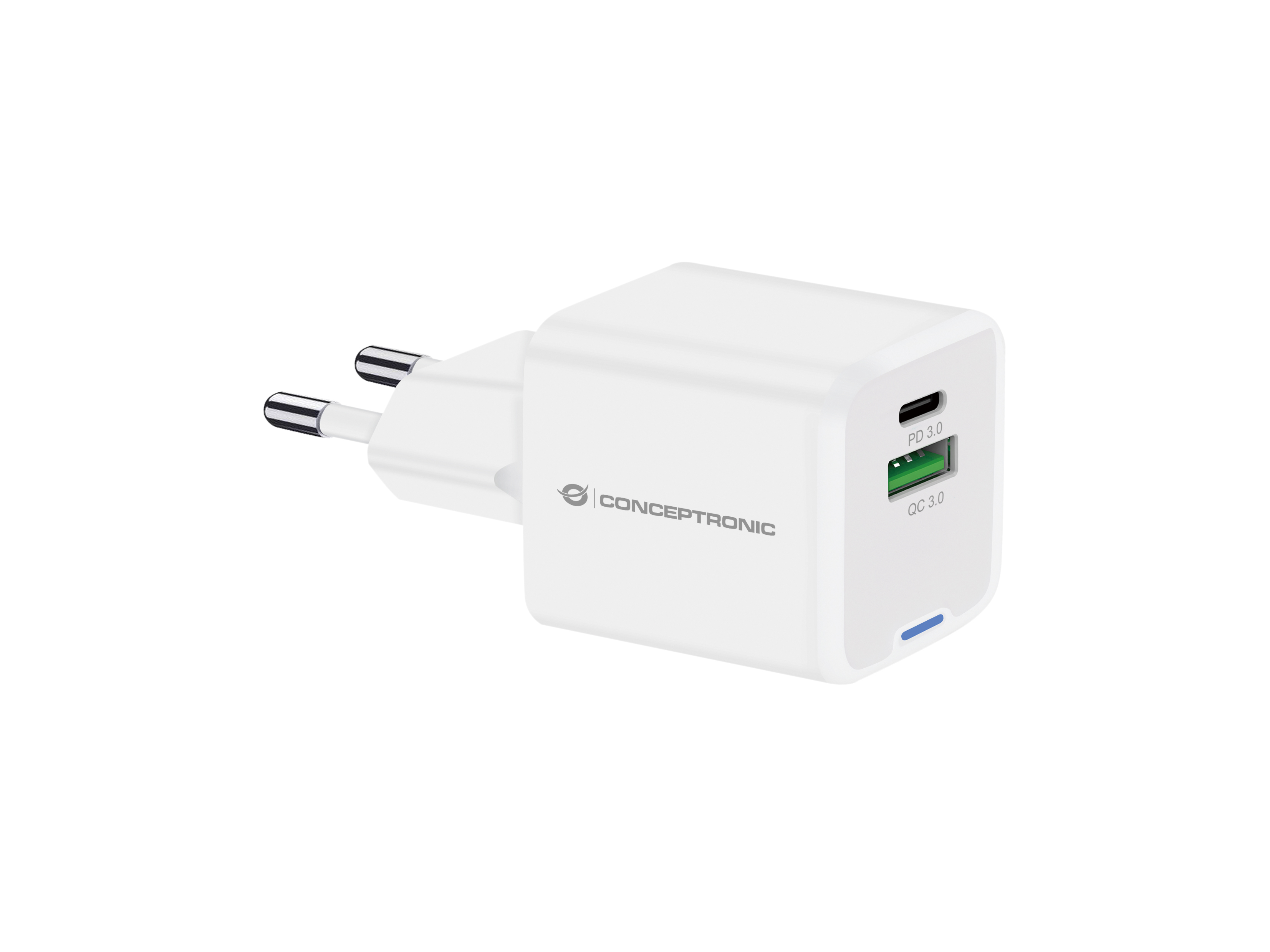 CONCEPTRONIC Ladegerät 2Port GaN USB-C/-A 20WPD3.0/PPS ws