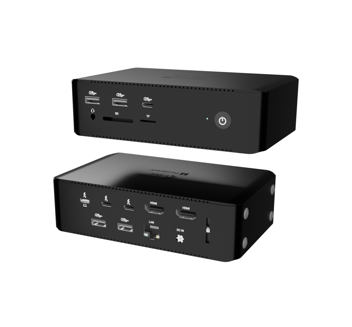 I-TEC Thunderbolt 5 Quattro Display DS 2xTB5 2xHDMI 1x2,5GLAN 1xAudio/Mic 1xUSB-C Gen2 4xUSB-A Gen2 SD+TF Kartenleser PD 140W KL