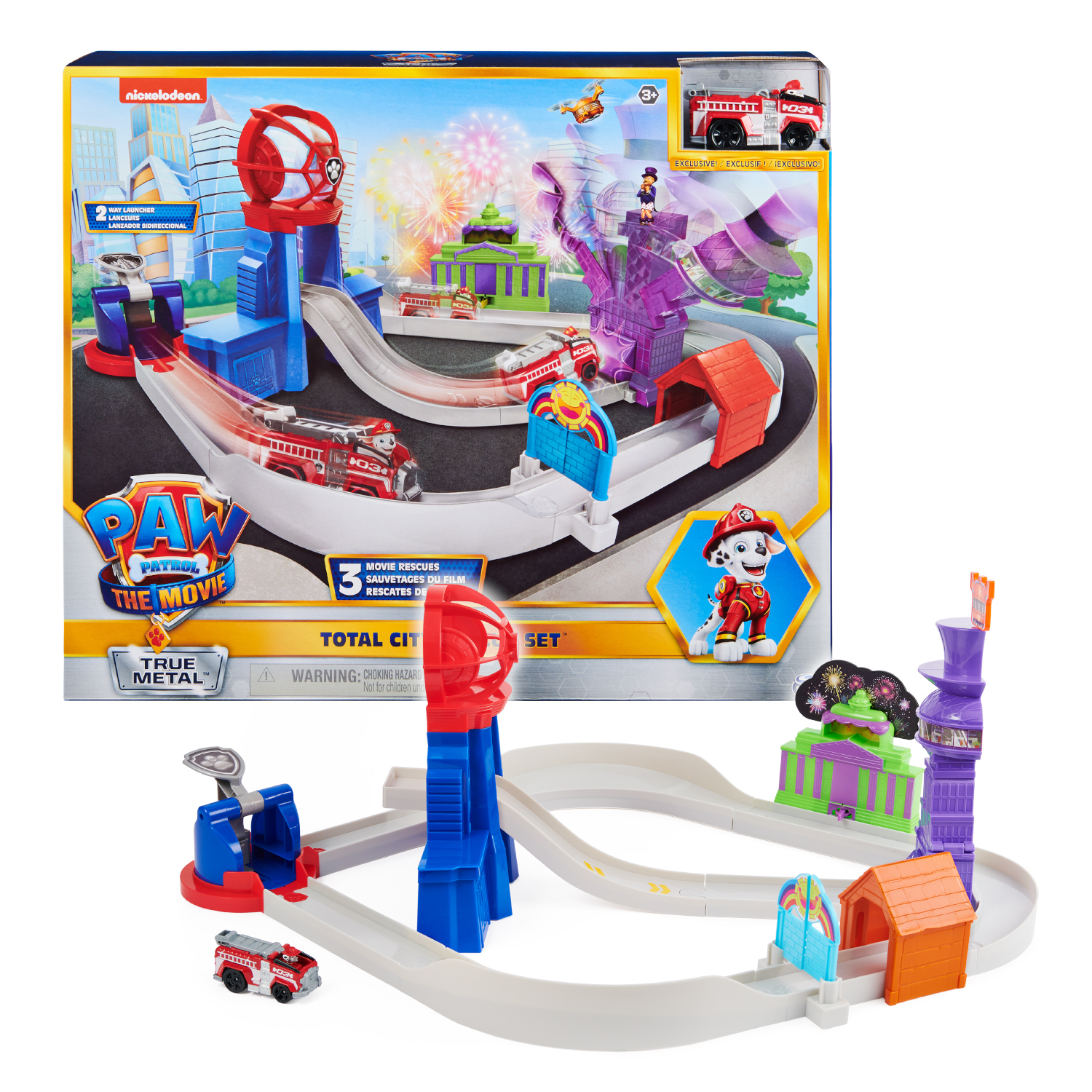 Paw Patrol, True Metal Total City Rescue Movie Rennstrecken-Set, Rennbahn