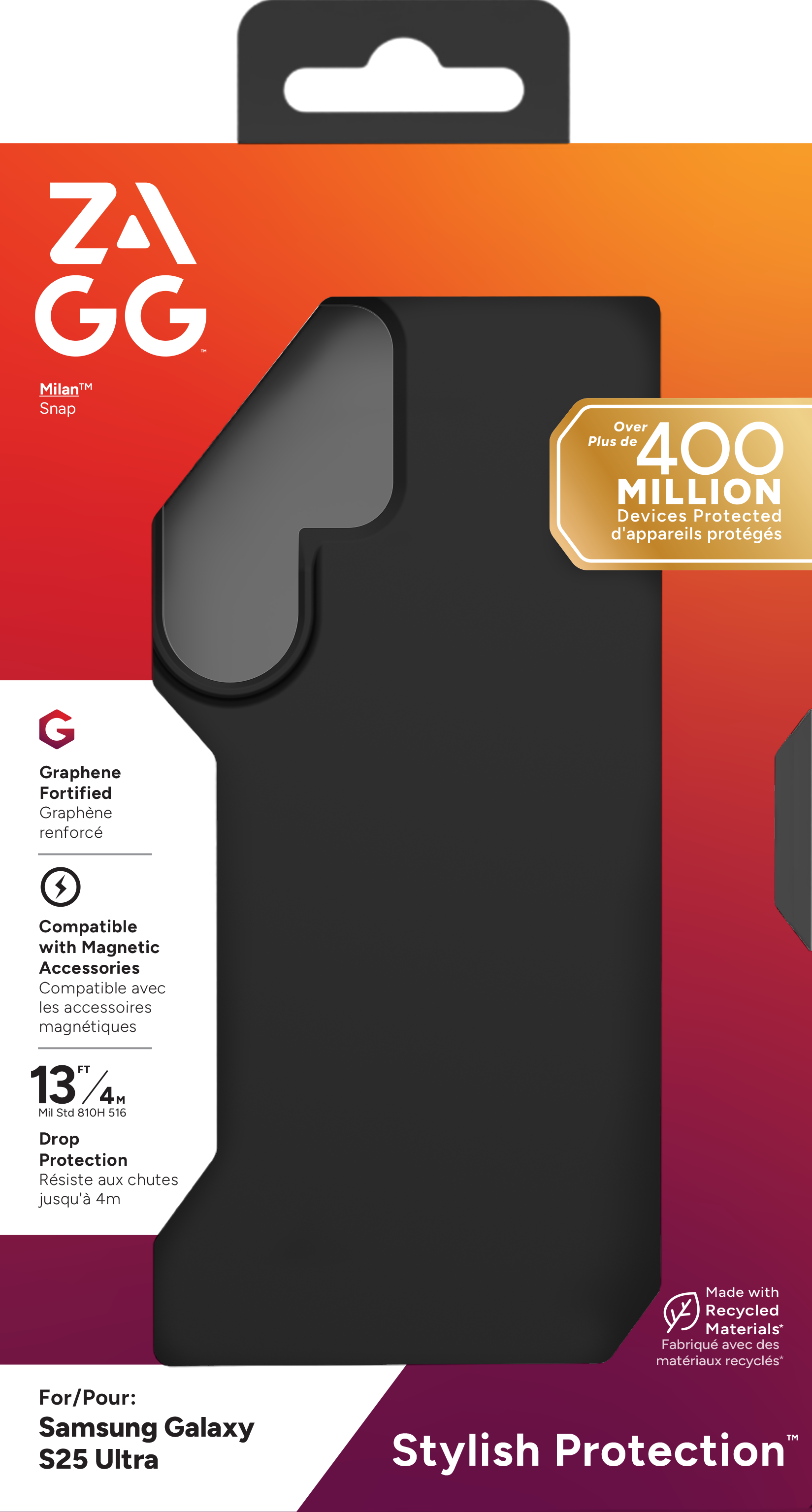 ZAGG CASES MILAN SNAP (OP OPAQUE) SAMSUNG S25 ULTRA BLACK