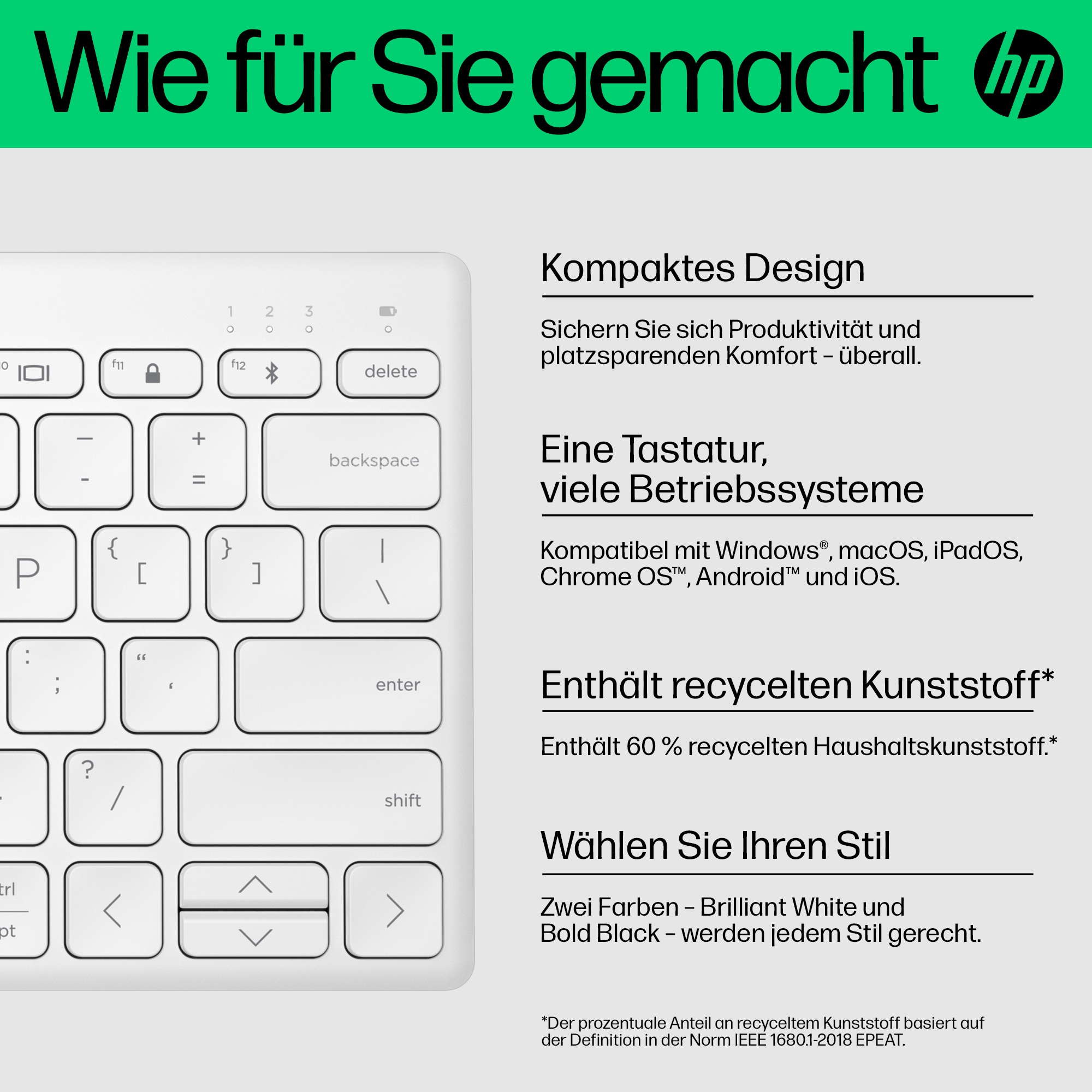 HP 350 WHT Compact Multi-Device Keyboard (P)