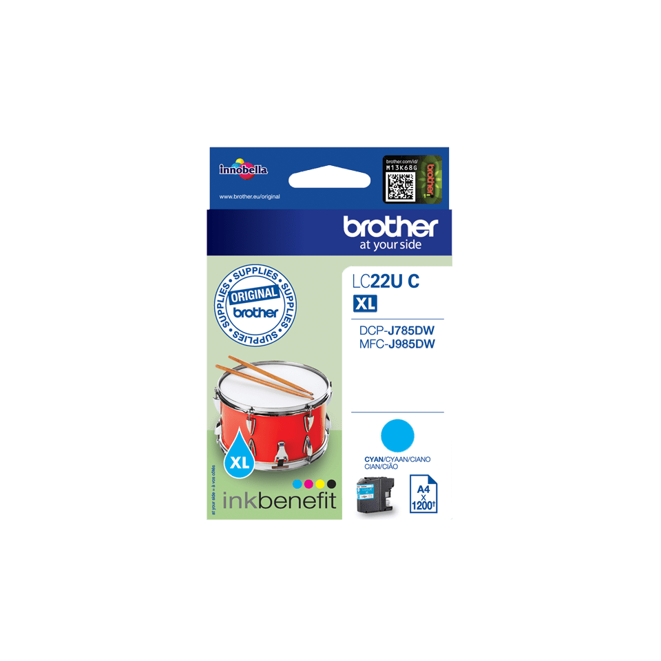 LC-22UC INK CARTRIDGE CYAN F/MFC-J985DW 1200 PGS STD 24711