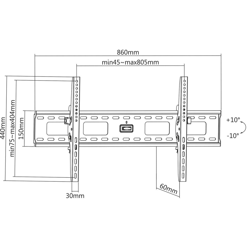 MANHATTAN Wandhalterung Universal 37-70/75kg neigbar sw retail