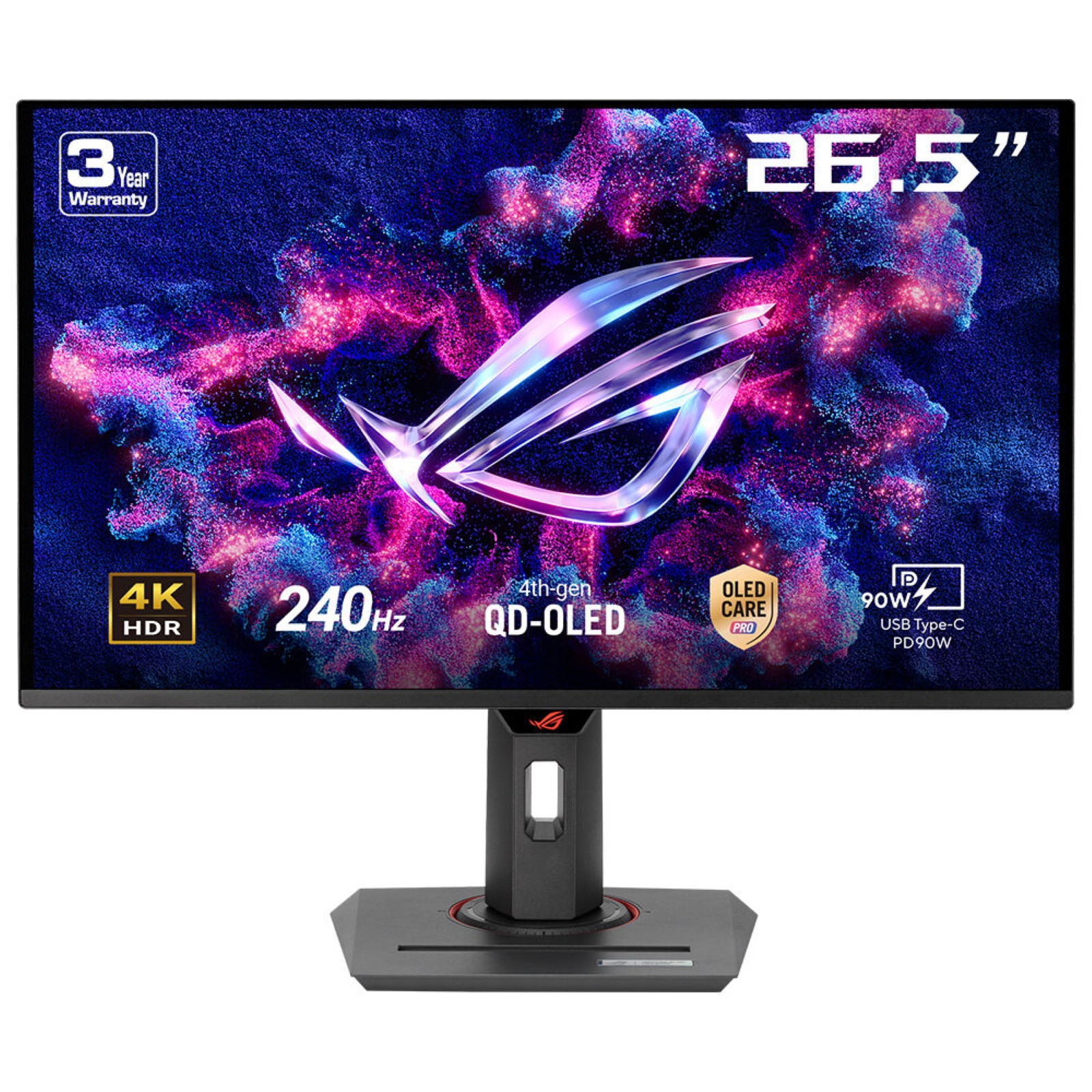 ASUS XG27UCDMG 67,31cm 26,5Zoll QD-OLED UHD 16:9 240Hz 450cd/m2 0.03ms 2xHDMI DP USB-C USB Hub: 3xUSB 3.2 G1 Type-A Black
