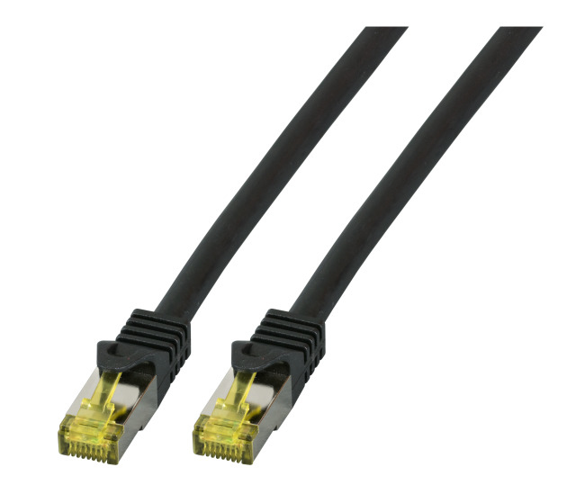 EFB Patchkabel Cat6a S/FTP LSZH mit Cat7 Rohkabel 15m SCHWARZ 10 Gigabit Ethernet 600MHz 4x2xAWG26/7 Flammwidrig Raucharm