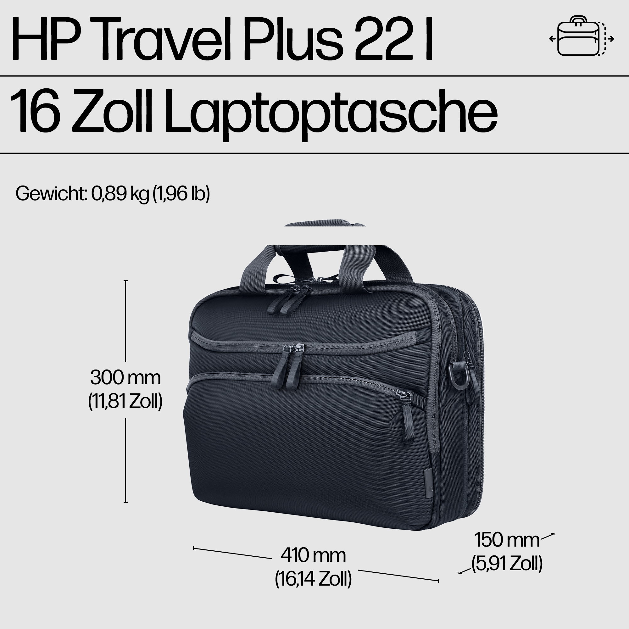 HP Travel Plus 22L 40,64cm 16Zoll Laptop Bag