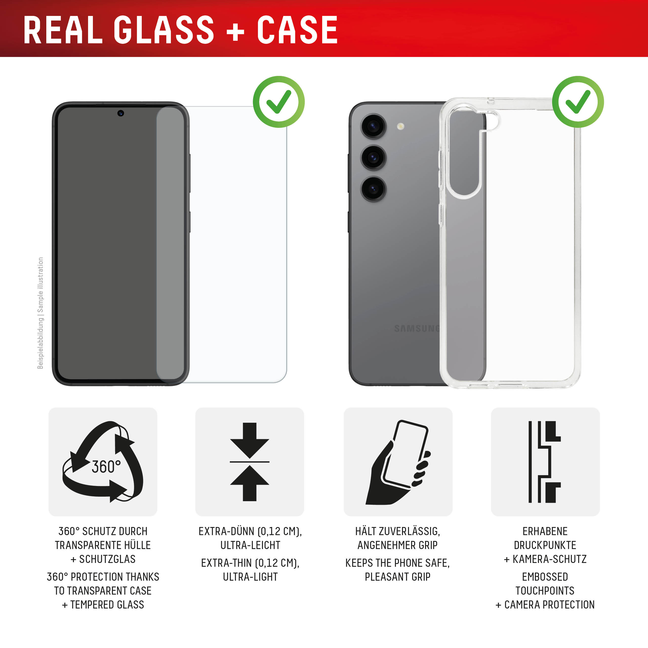 DISPLEX Real Glass + Case Samsung Galaxy S25 Ultra