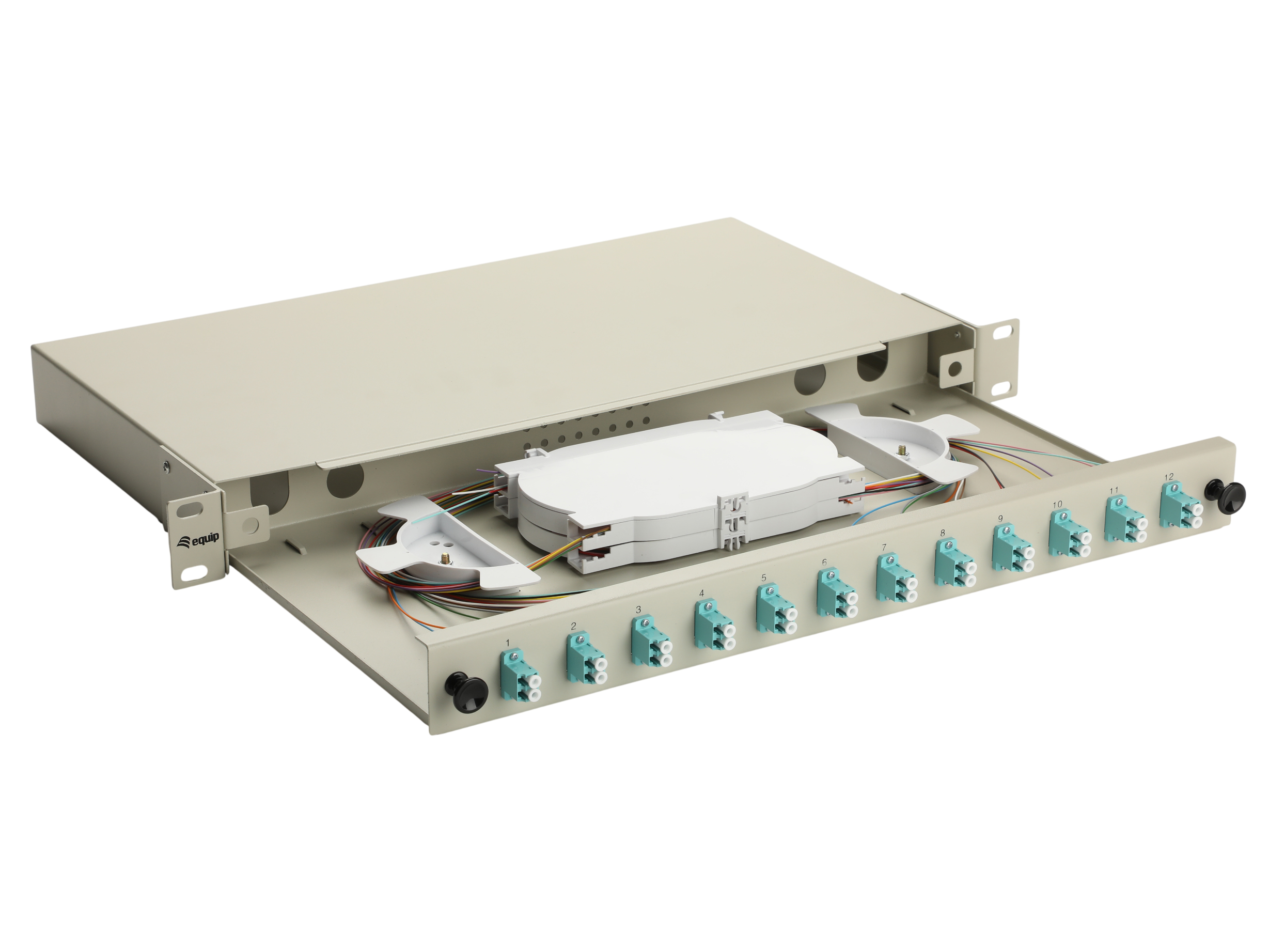 Equip LWL-Spleißkasten 12-Port LC-Duplex OM3 1U komplett gr