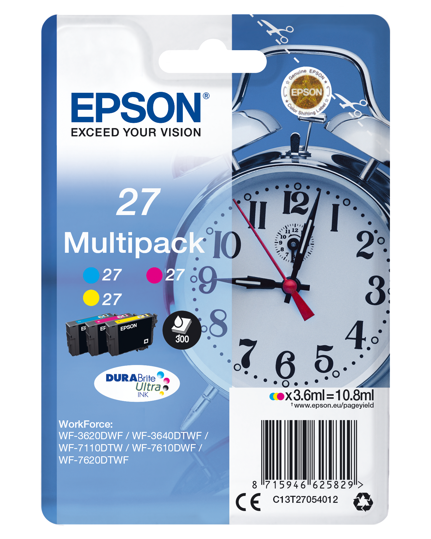 EPSON 27 / T2705 (Wecker) cyan, magenta, gelb Druckerpatronen, 3er-Set