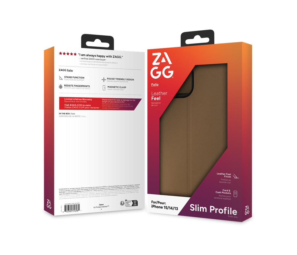 CASES FOLIOIPHONE 16E/15/14/13 BROWN
