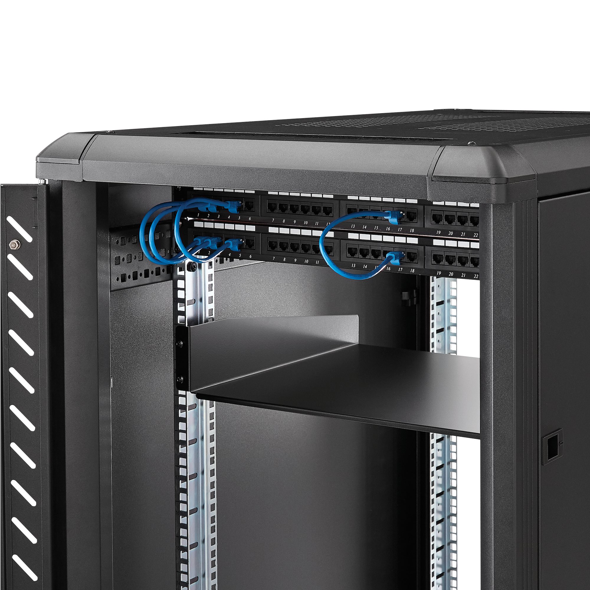 STARTECH.COM 2HE 19 Zoll Fachboden für Serverschrank bis 20 Kg belastbar aus Stahlblech - Schwarz