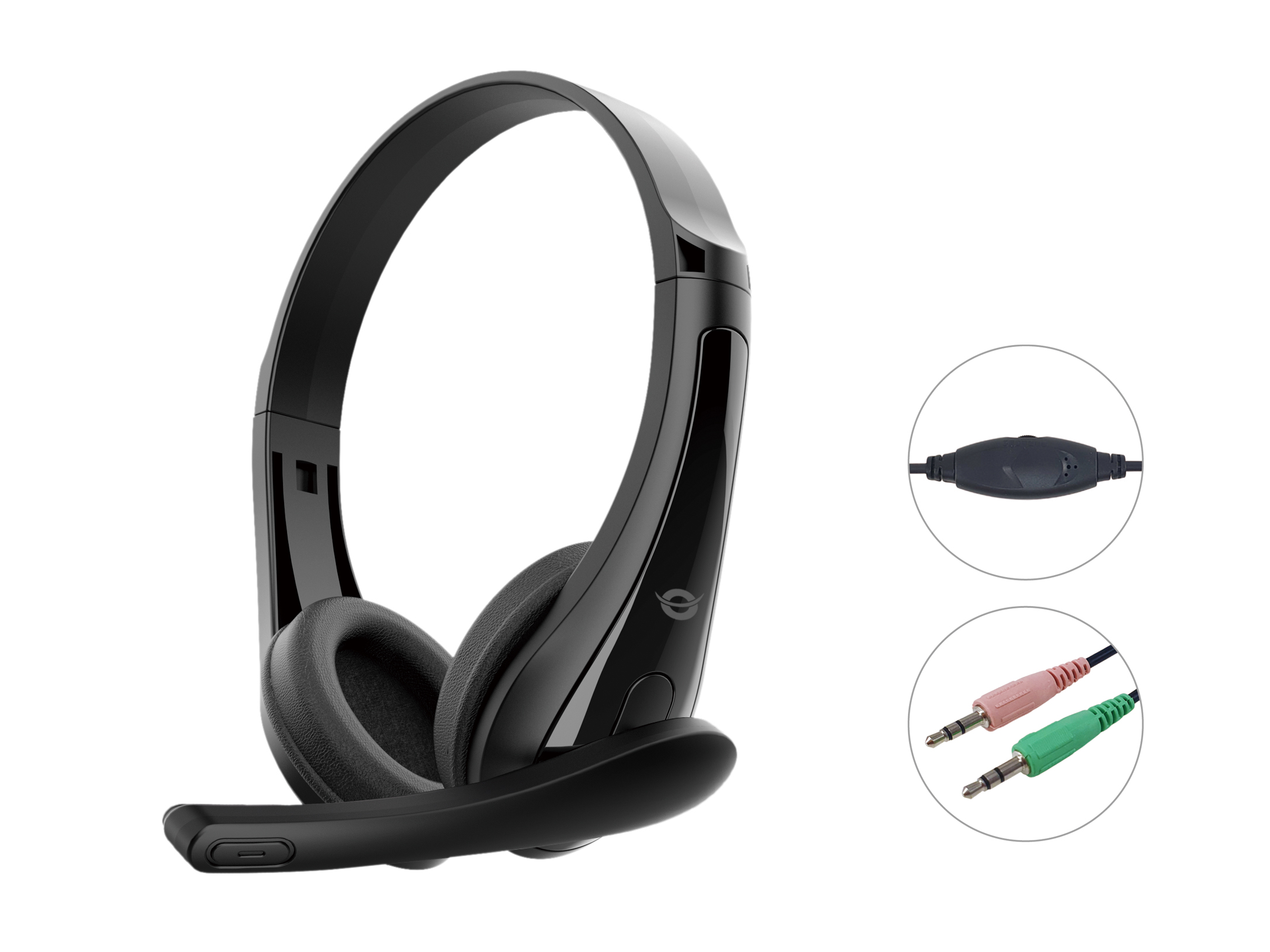 CONCEPTRONIC Headset Stereo AUX/Mikro/Bedien. 1.80m sw