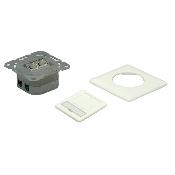 VALUE Kat.6A Class EA Dose 2x STP Unterputz waagerecht weiss