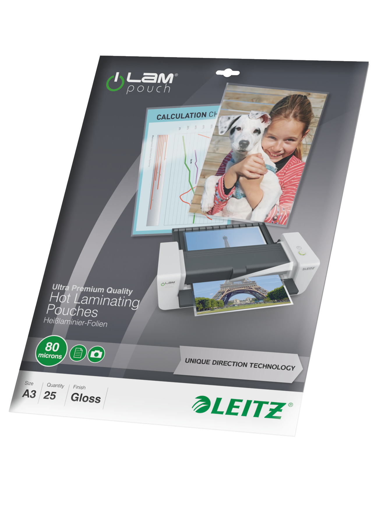 LEITZ Laminierfolien UDT glänzend für A3 80 micron, 25 St.