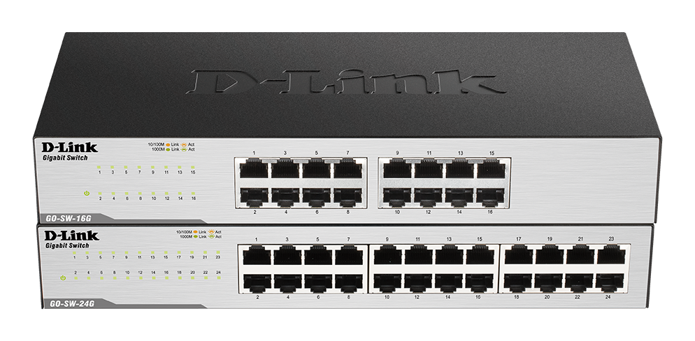 D-LINK GO-SW-16G 16-Port Gigabit Easy Desktop Switch 16x 10/100/1000 Mbps LAN Ports 32 Gbps Kapazität