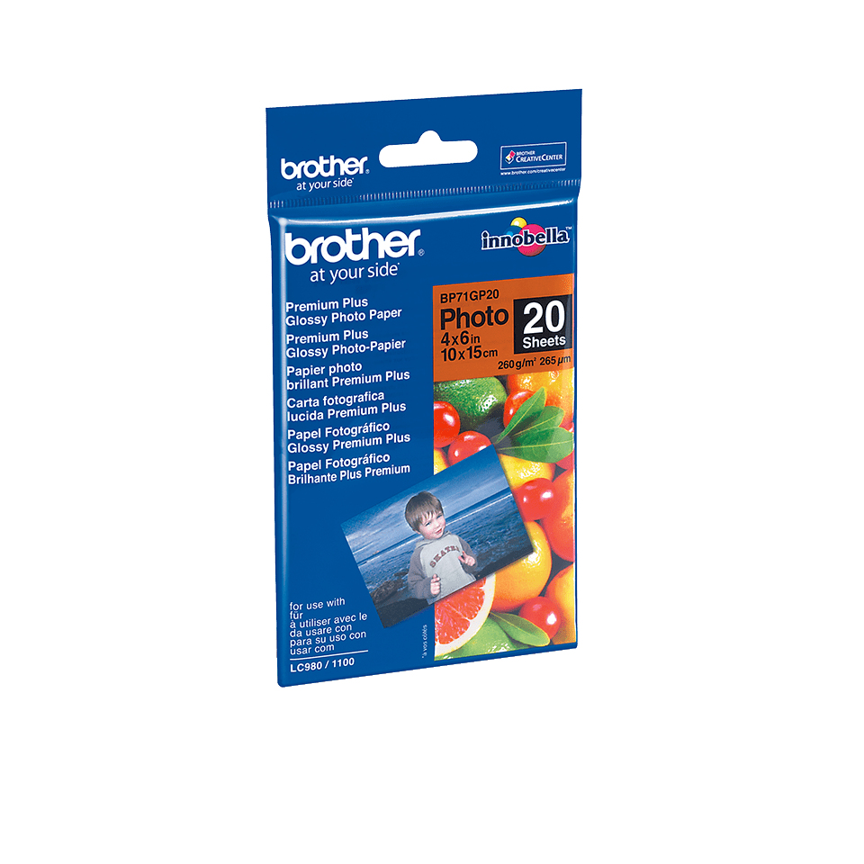 brother Fotopapier BP71GP20 DIN A6 glänzend 260 g/qm 20 Blatt
