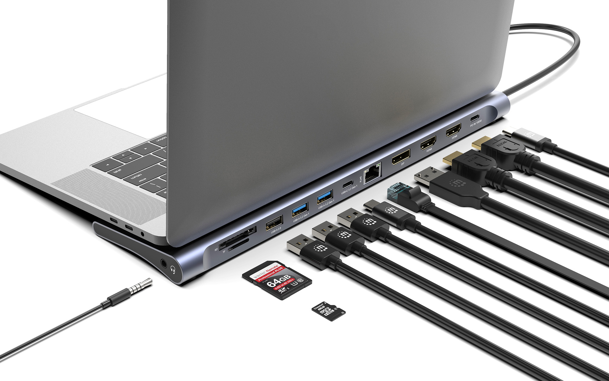 MANHATTAN Dockingstation 12-in-1 4K 1xHDMI 2xDP 3xUSB-A