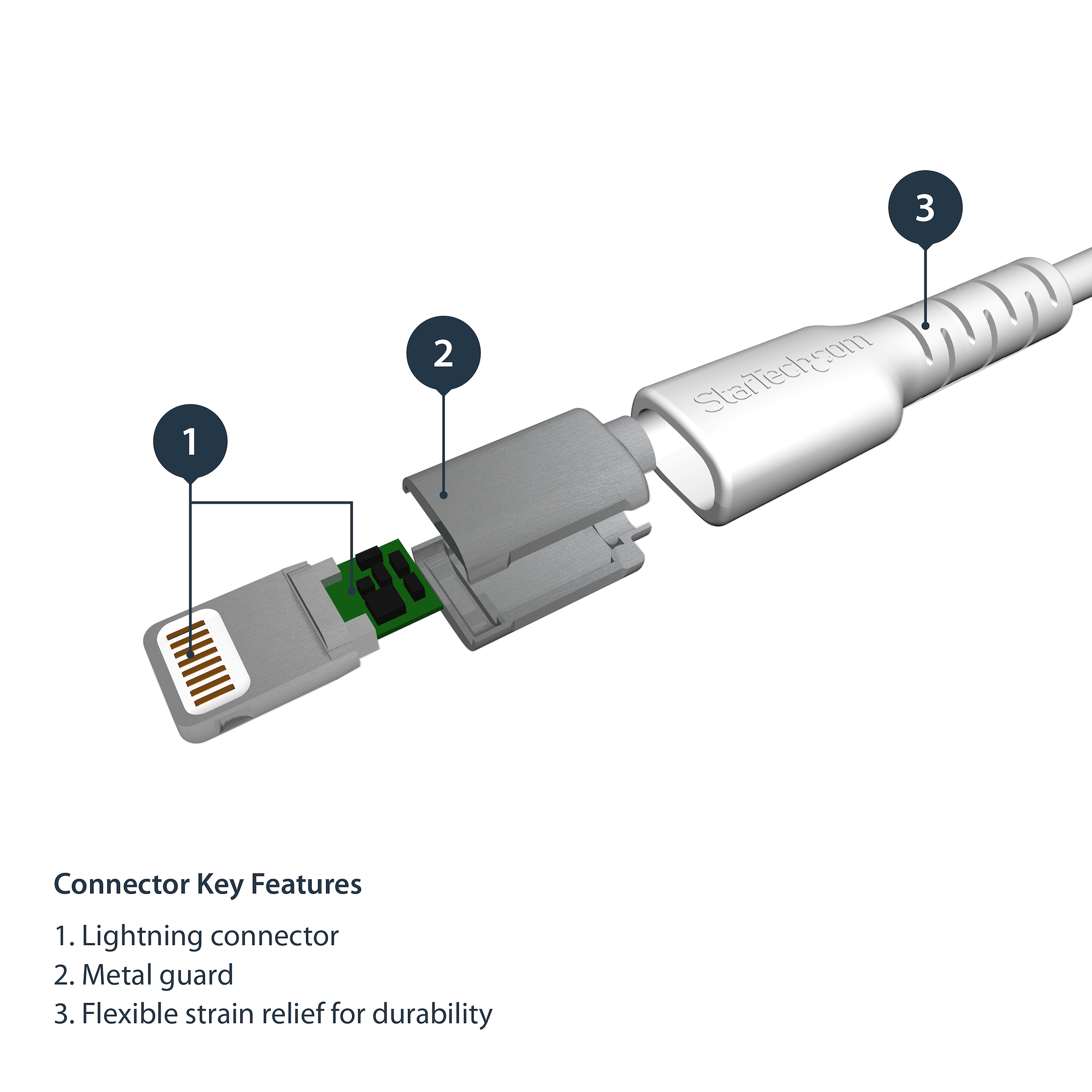 STARTECH.COM USB to Lightning Cable - 3.3 ft / 1m - MFi Certified Lightning Cable - Heavy Duty Lightning Cable - White