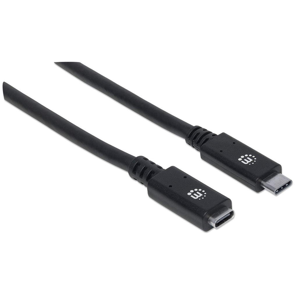 MANHATTAN 3.1 USB-C Verlaengerungskabel 0,5m SuperSpeed+ USB 3.1 Gen2 Typ C-Stecker auf Typ C-Buchse 10 Gbit/s 5 A schwarz