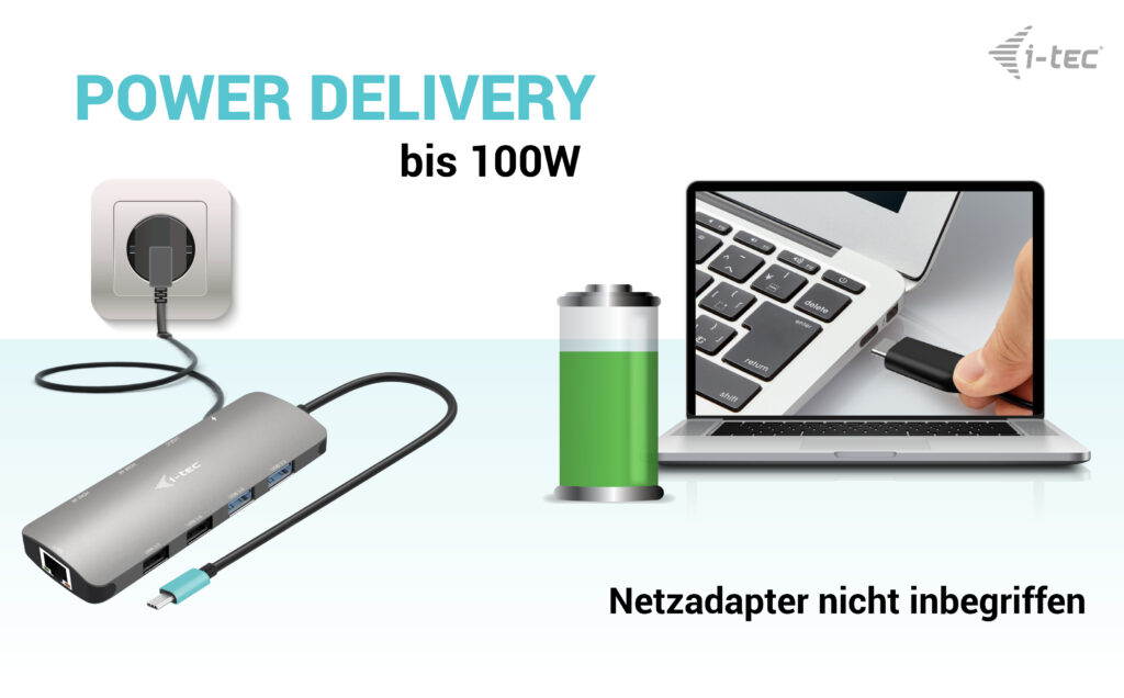 I-TEC USB-C Metal Nano Dock 2x HDMI 1x GLAN 2x USB 3.2 2x USB 2.0 1x USB-C 3.2 Gen.1 Data 1x USB-C 100W PD