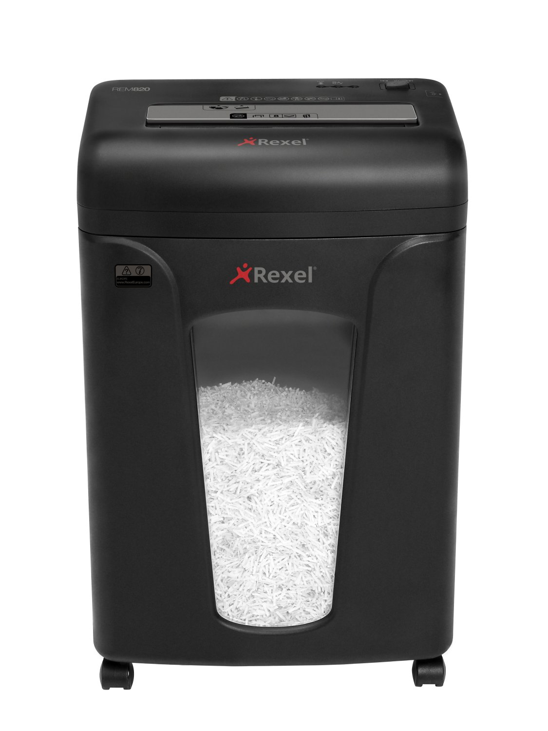 Rexel Mercury REM820 Aktenvernichter mit Partikelschnitt P-5, 2 x 15 mm, bis 8 Blatt, schwarz