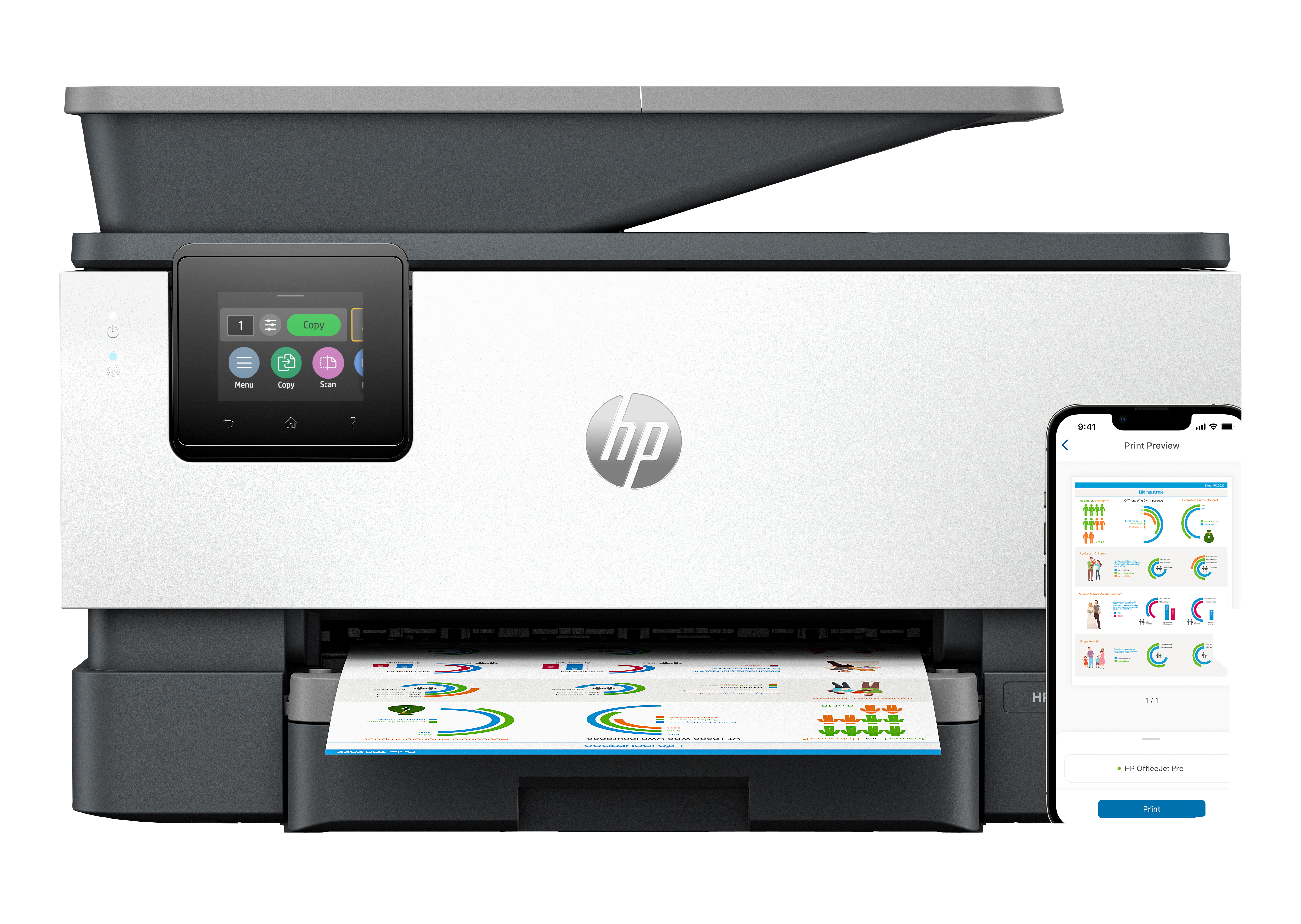 HP OfficeJet Pro 9120e All-in-One 4 in 1 Tintenstrahl-Multifunktionsdrucker grau, HP Instant Ink-fähig
