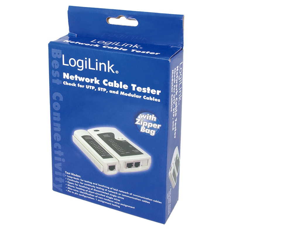 Logilink Kabeltester Netzwerk RJ45/RJ12/RJ11 Stecker