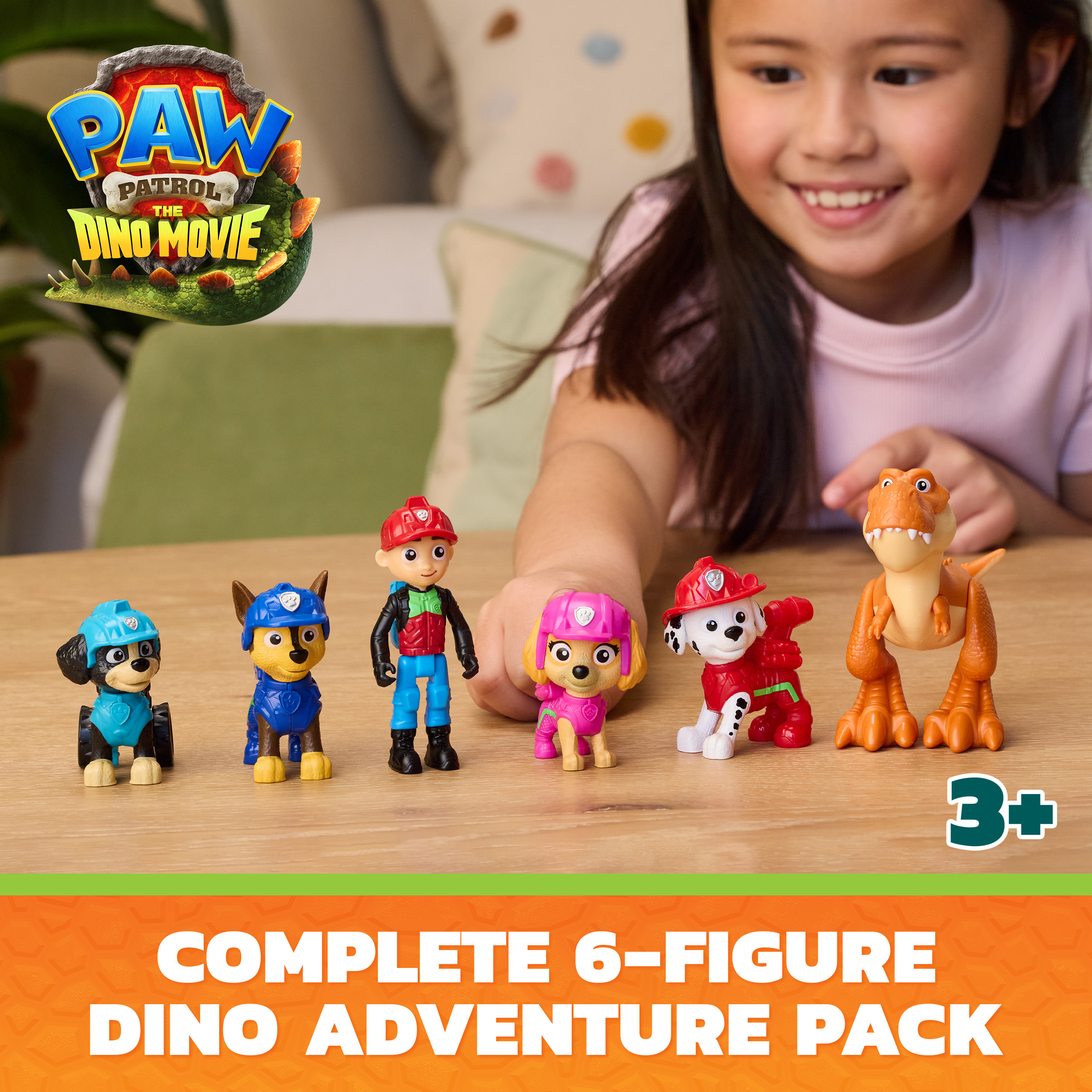 Paw Patrol: Der Dino Film - Dino Abenteuer Figuren-Geschenkset, 6er-Pack, Spielfigur