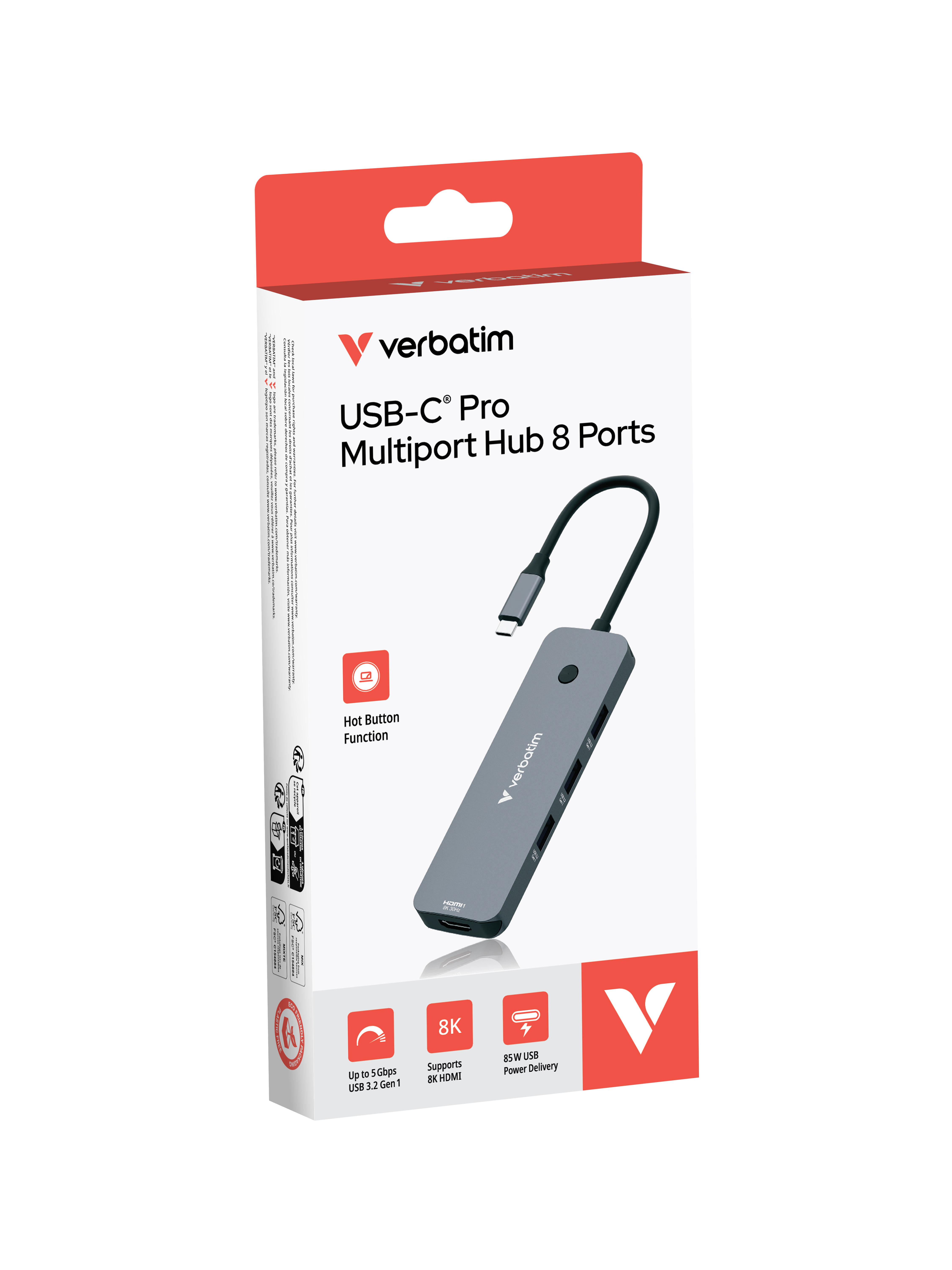 Verbatim USB-C Pro Multiport-Hub mit 8 Anschlüssen CMH-08