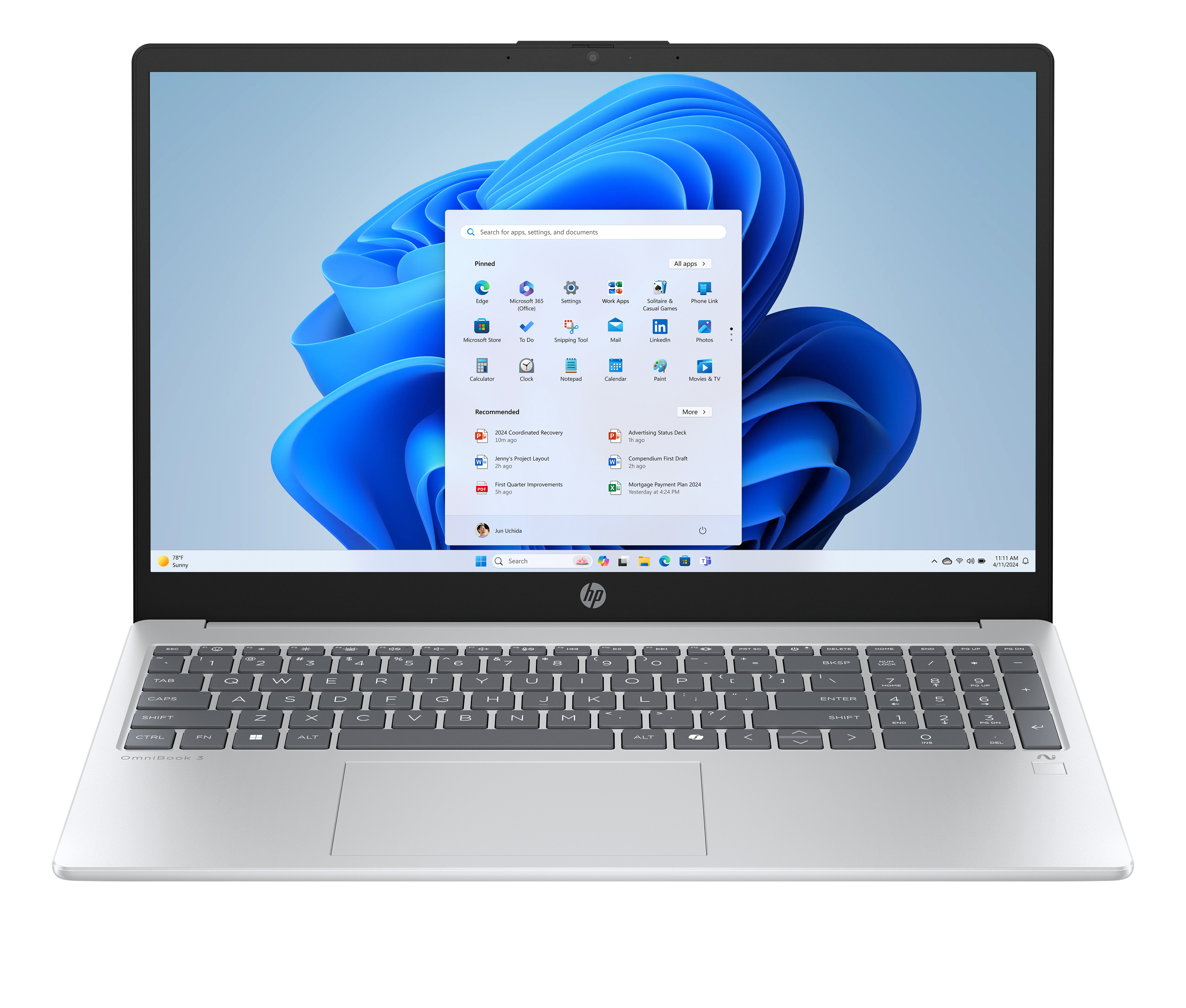 HP OmniBook 3 NG 15-fn0655ng Laptop 39,6 cm (15,6 Zoll), 16 GB RAM, 1 TB SSD, AMD Ryzen™ AI 5 340