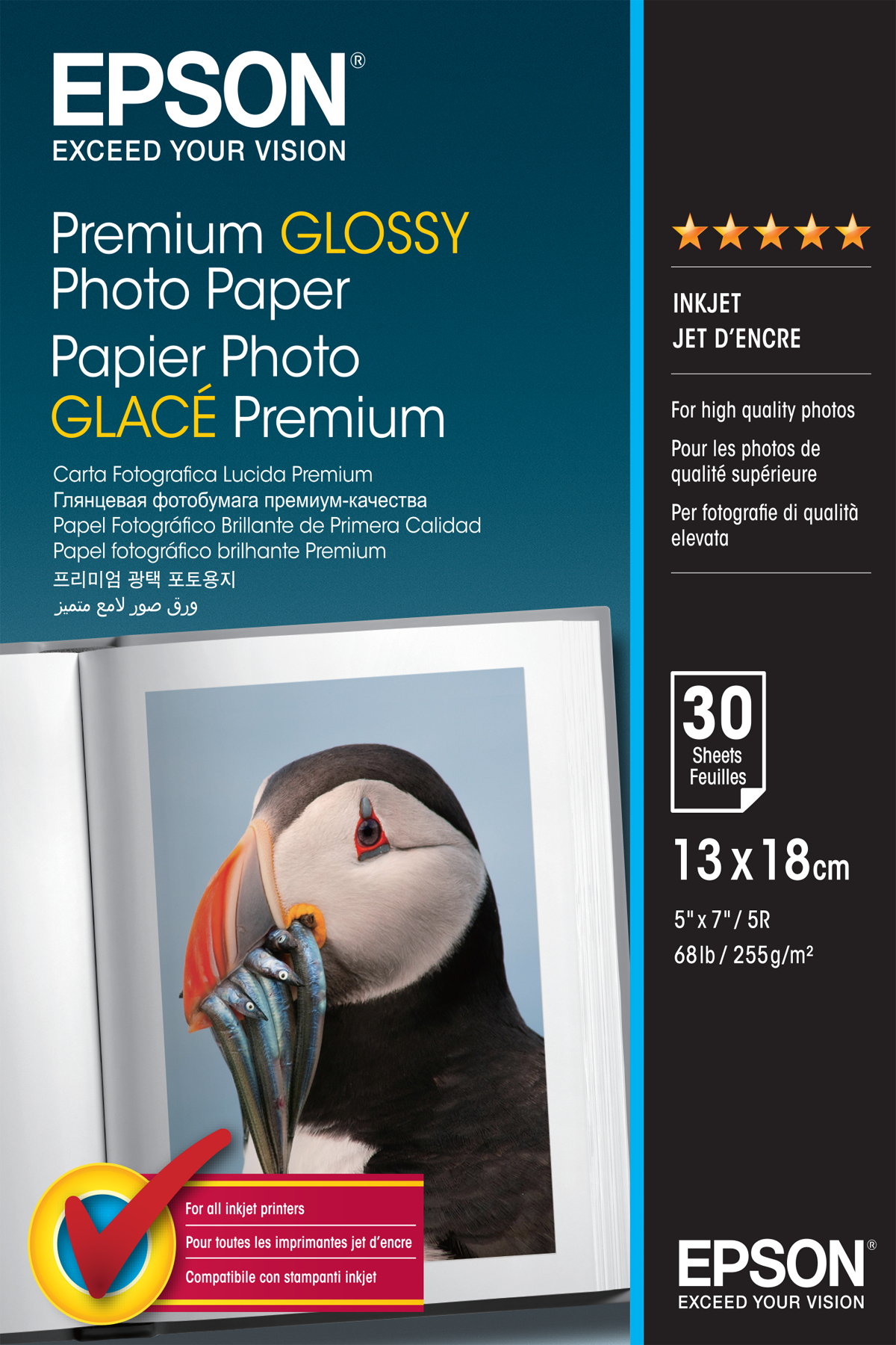 EPSON Fotopapier S042154 13,0 x 18,0 cm glänzend 255 g/qm 30 Blatt