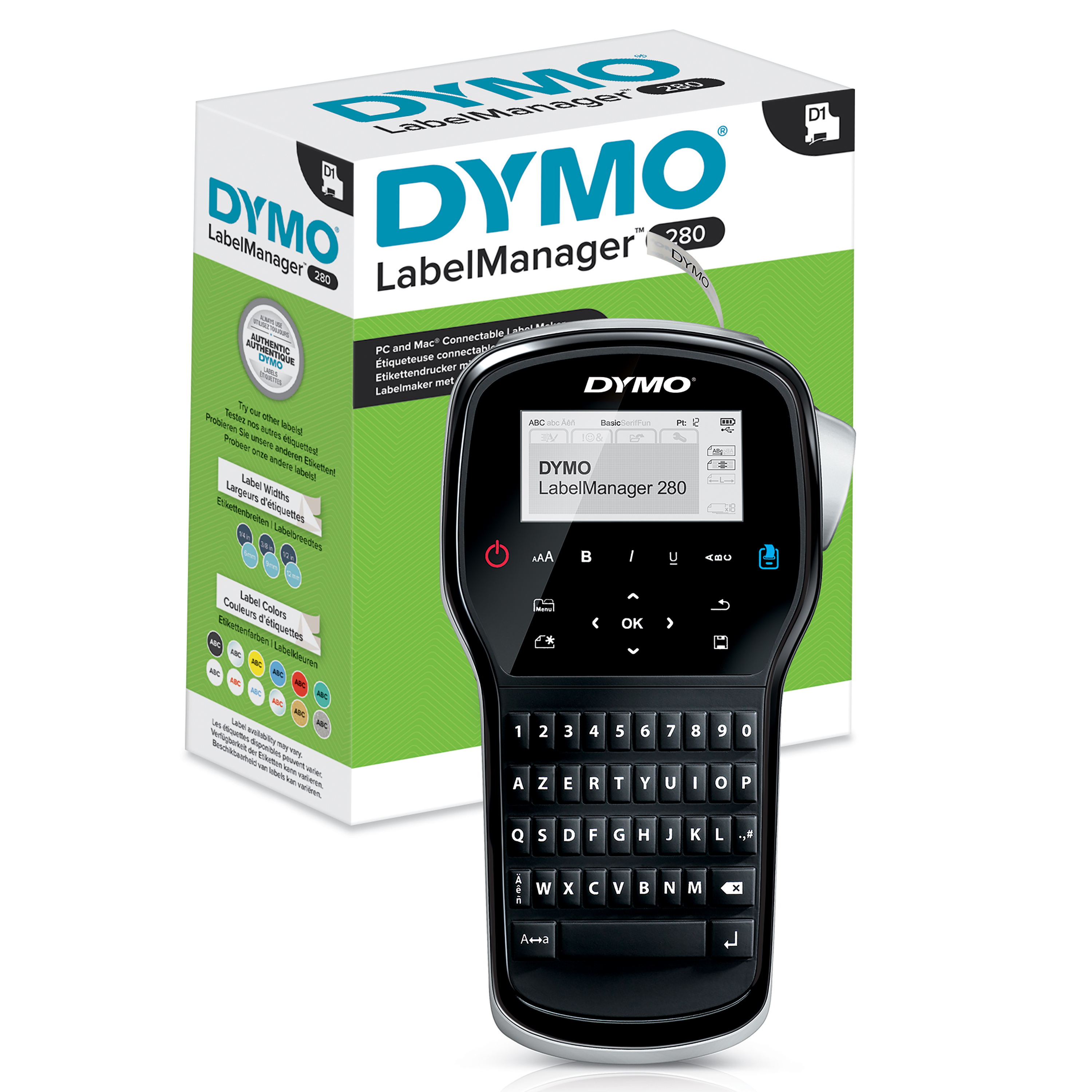 DYMO LabelManager 280 6/9/12 mm D1-Bänder AZERTY