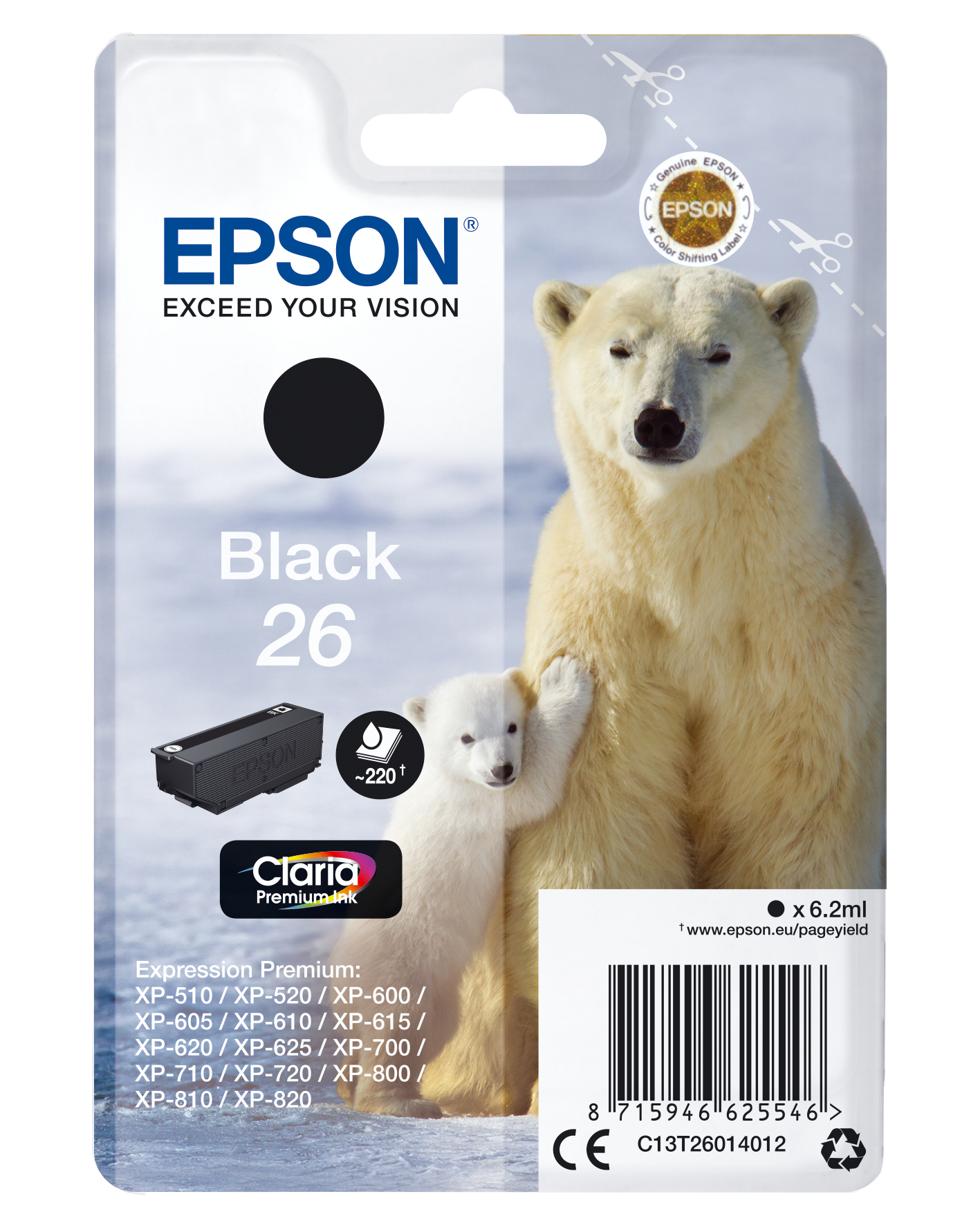 EPSON 26 / T2601 (Eisbär) schwarz Druckerpatrone