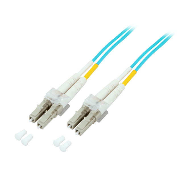 EFB LWL Kabel Duplex Jumper LC-LC 50/125 OM3 15 Meter LSZH Halogenfrei aqua 2.0mm geprueft mit Messprotokoll