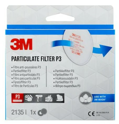 3M Filter für Atemschutzmasken 2135 P3 EN 143:2021, 1 Paar