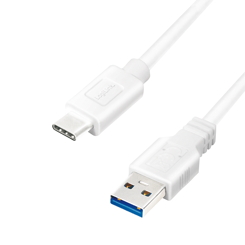 Logilink USB-C Kabel 3.2 Gen1, C/M zu USB-A/M, weiß 3 m