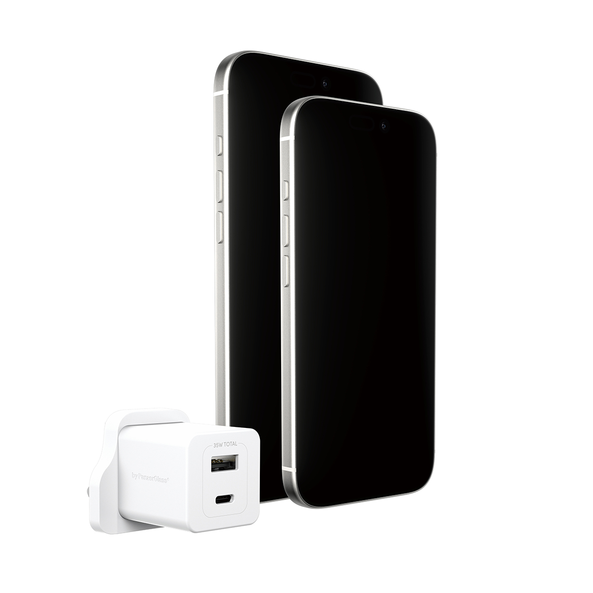 TURBO 35W CHARGER INCL. USB-C USB-A UK PLUGSILVER WHITE