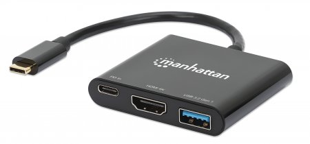 MANHATTAN USB-C auf HDMI 3-in-1 Docking-Konverter mit Power Delivery 100W HDMI 4K30Hz USB-A 5Gbit/s Buchsen Passthrough-Ladeanschl.
