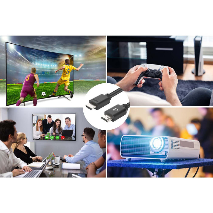 MANHATTAN 4K60Hz High Speed HDMI-Kabel mit Ethernet-Kanal 3 m HDMI-Stecker auf Stecker 18 Gbit/s Bandbreite schwarz