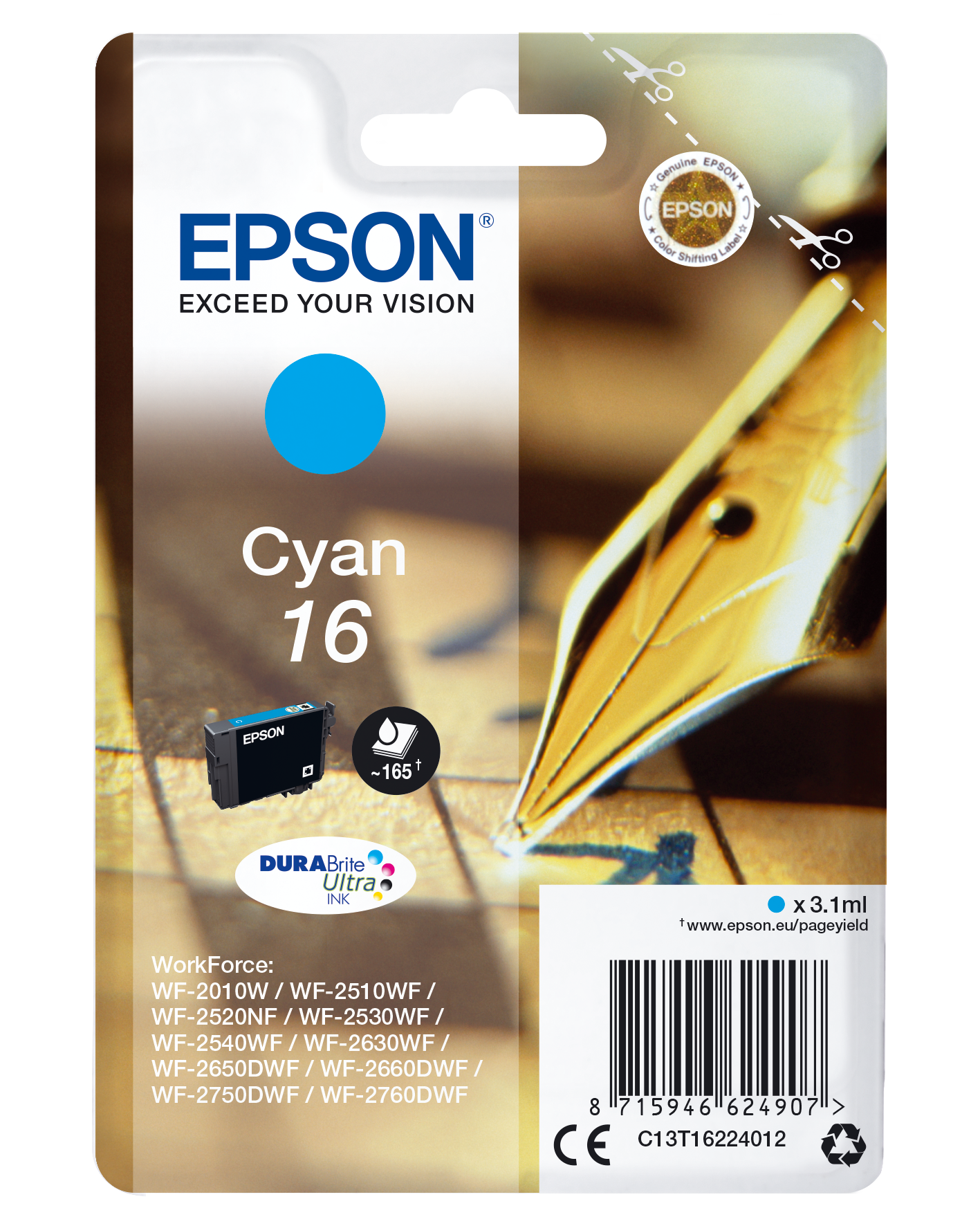 EPSON 16 / T1622 (Füller) cyan Druckerpatrone