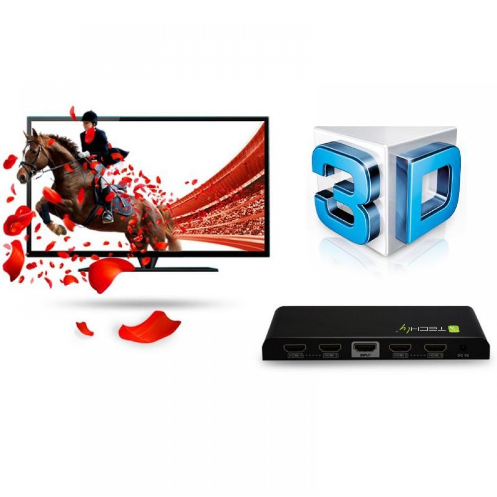 Techly HDMI Splitter 4K, UHD, 3D, 4 Wege